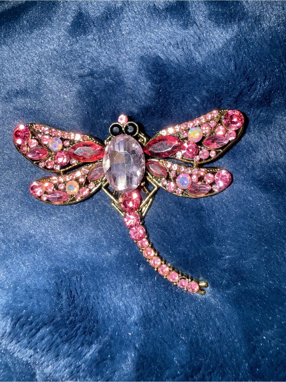 Brooch Pink Crystal Rhinestone Dragonfly Jewelry #12